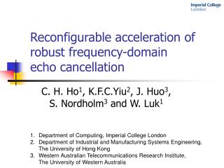 Reconfigurable acceleration of robust frequency-domain echo cancellation