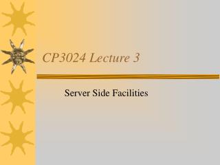 CP3024 Lecture 3