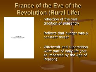 France of the Eve of the Revolution (Rural Life)