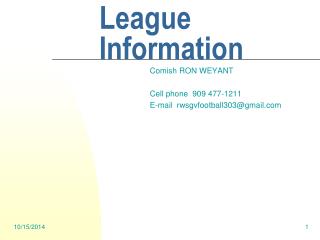 SGVFFL League Information