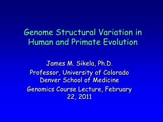 Genome Structural Variation in Human and Primate Evolution