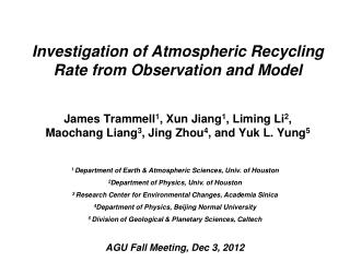 1 Department of Earth &amp; Atmospheric Sciences, Univ. of Houston