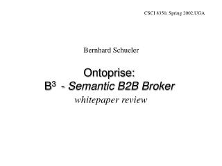 Ontoprise: B 3 - Semantic B2B Broker