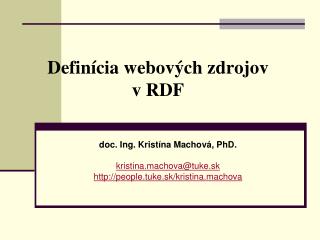 Definícia webových zdrojov v RDF