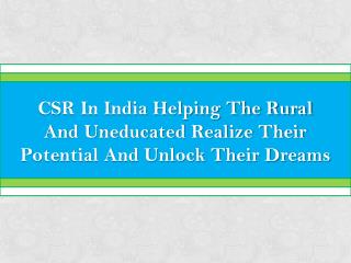 THE IMPACT OF CSR FOUNDATIONS IN INDIA