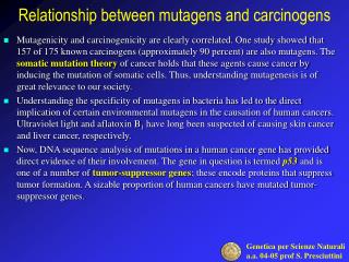 Relation ship between mutagens and carcinogens