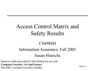 Access Control Matrix and Safety Results