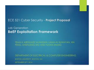 ECE 521 Cyber Security - Project Proposal Lab Generation BeEF Exploitation Framework