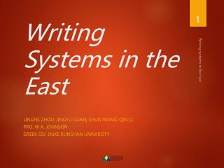 Writing Systems in the East