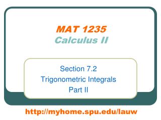 MAT 1235 Calculus II