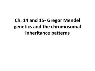 Ch. 14 and 15- Gregor Mendel genetics and the chromosomal inheritance patterns