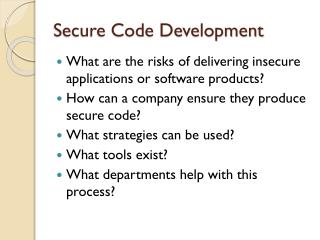 Secure Code Development