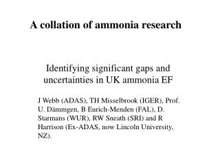 A collation of ammonia research