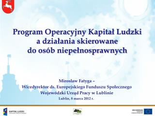 Program Operacyjny Kapitał Ludzki a działania skierowane do osób niepełnosprawnych