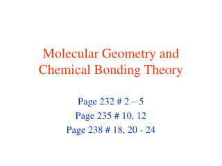 Molecular Geometry and Chemical Bonding Theory