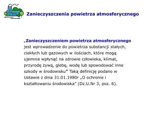 Zanieczyszczeni a powietrza atmosferycznego