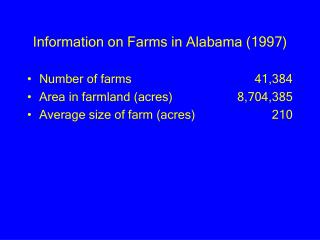 Information on Farms in Alabama (1997)