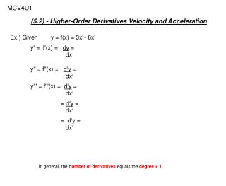 (5.2) - Higher-Order Derivatives Velocity and Acceleration