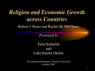 Religion and Economic Growth across Countries