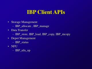 IBP Client APIs