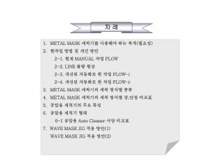 METAL MASK 세척기를 사용해야 하는 목적 ( 필요성 ) 현작업 방법 및 개선 방안 2-1. 현재 MANUAL 작업 FLOW