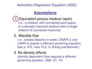 Advection-Dispersion Equation (ADE)