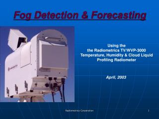 Fog Detection &amp; Forecasting