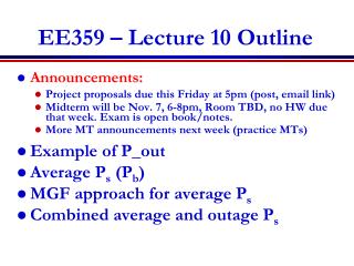 EE359 – Lecture 10 Outline