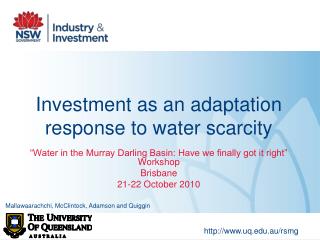 Investment as an adaptation response to water scarcity