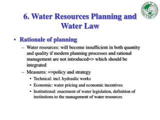 6. Water Resources Planning and Water Law
