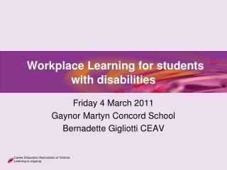 Workplace Learning for students with disabilities