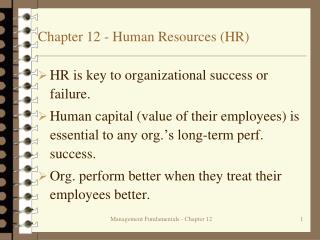 Chapter 12 - Human Resources (HR)