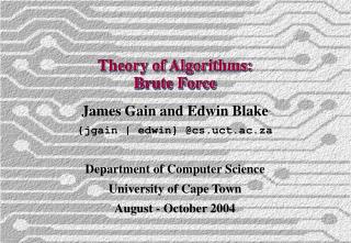 Theory of Algorithms: Brute Force