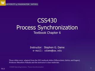 CSS430 Process Synchronization Textbook Chapter 6