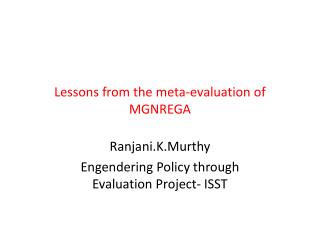 Lessons from the meta-evaluation of MGNREGA