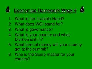 Economics Homework Week 4