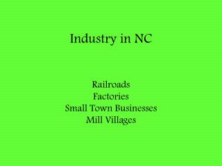 Industry in NC