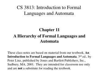 CS 3813: Introduction to Formal Languages and Automata