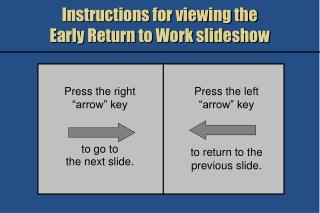 Instructions for viewing the Early Return to Work slideshow