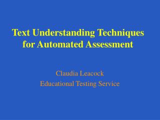 Text Understanding Techniques for Automated Assessment