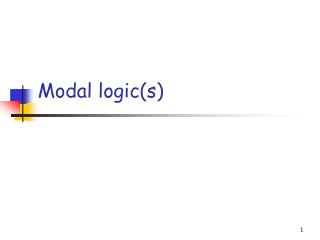 Modal logic(s)
