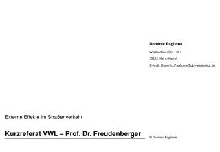 Kurzreferat VWL – Prof. Dr. Freudenberger