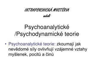 Psychoanalytic ké /Psychodynamic ké t eorie