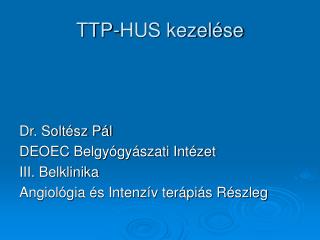 TTP-HUS kezelése