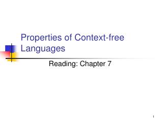 Properties of Context-free Languages