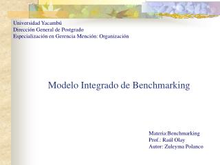 Modelo Integrado de Benchmarking