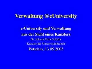 Verwaltung @eUniversity