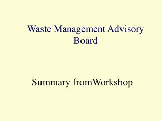 Waste Management Advisory Board