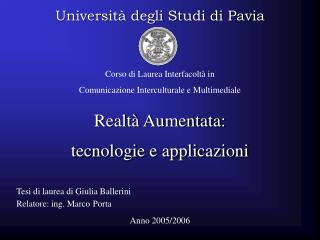 Realtà Aumentata: tecnologie e applicazioni
