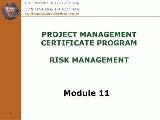 Project Management Certificate Program Risk Management